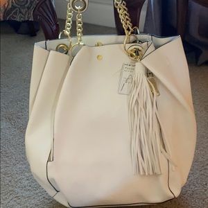 white Steve Madden tote bag